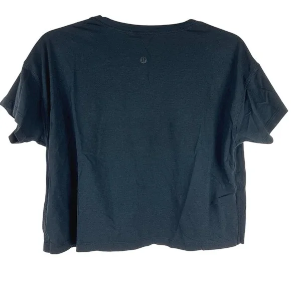 Lululemon Cate Crop Tee Black Est Size 4 Super Soft Pima Cotton - Picture 2 of 9